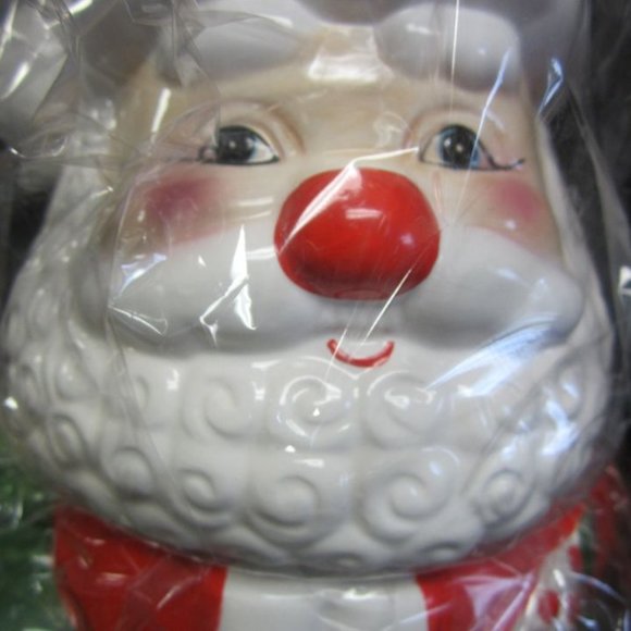 VINTAGE 70'S TO 90'S SHARE THE JOY BRAND CERAMIC MR SANTA COOKIE JAR W/ORIG PKG - Picture 5 of 10